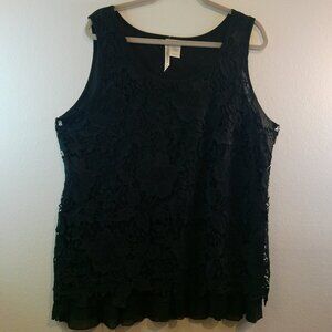 Forgotten Grace Sleeveless Black Lace Top Size 1X